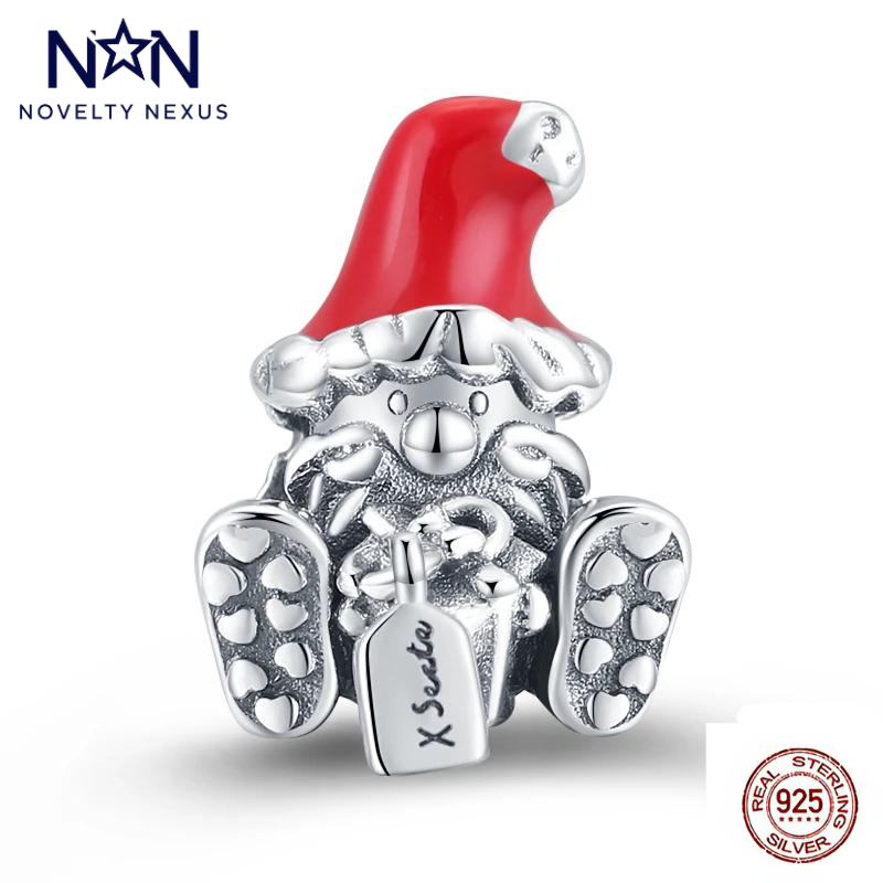 Festlicher Weihnachtsmann-Anhänger aus Sterlingsilber mit roter Emaille-Mütze – perfekt für Weihnachtsstimmung!