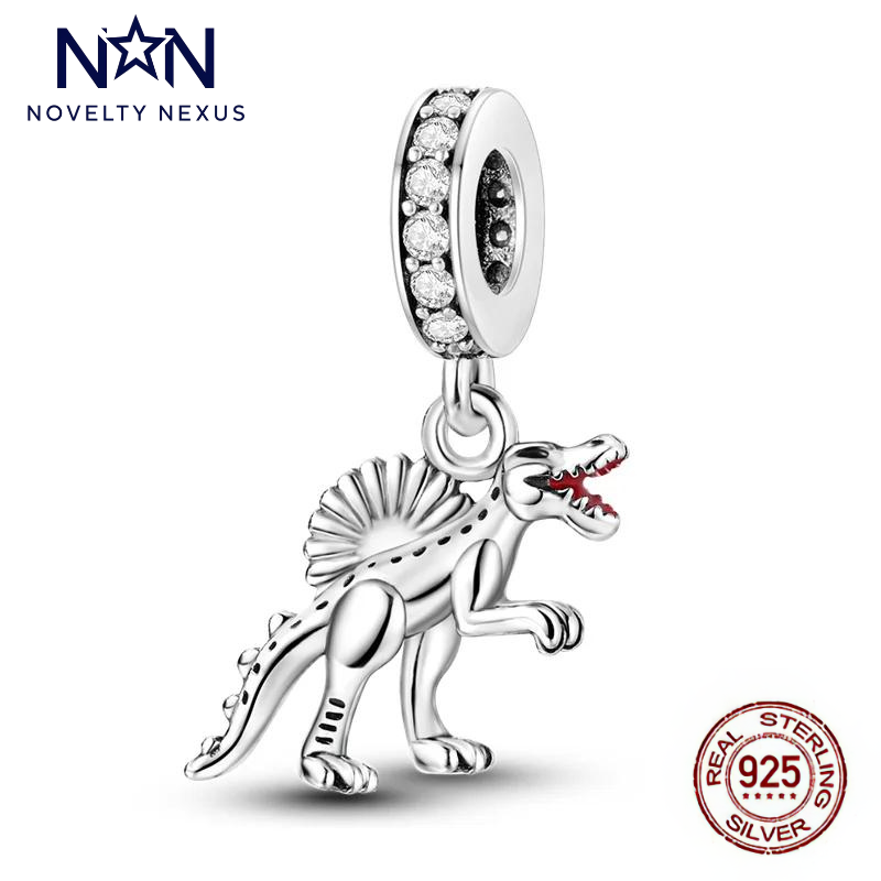 "Dino Roar" Spinosaurus Charm. Sterling Silver