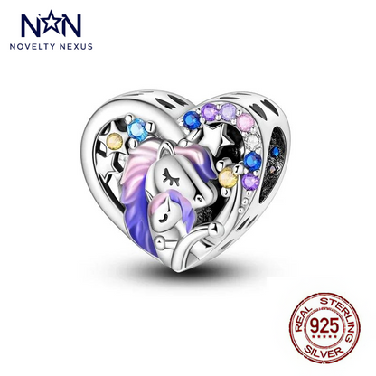 "Enchanted Unicorn" Sterling Silver Charm with Rainbow Enamel