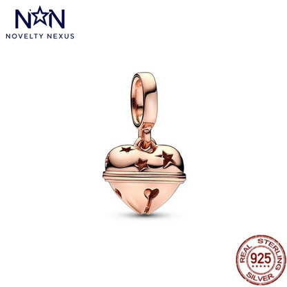 Enchanting Rose Gold Heart Bell Charm