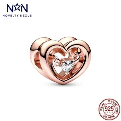 Rose Gold Double Heart Charm