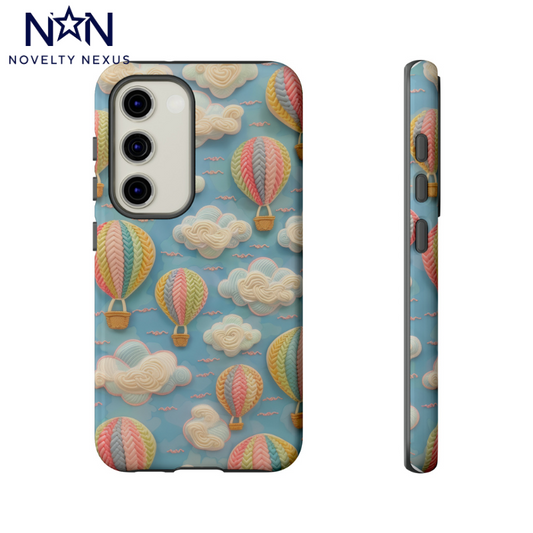 Custodia per telefono con mongolfiera Serene Skies, cover dal design pastello con paesaggio di nuvole per smartphone, custodie per telefono resistenti 