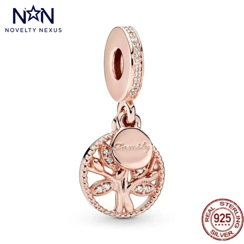 Rose Gold Family Tree Charm