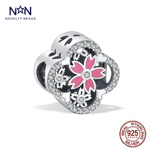 "Blossoming Elegance: Pink Sakura" Sterling Silver Charm