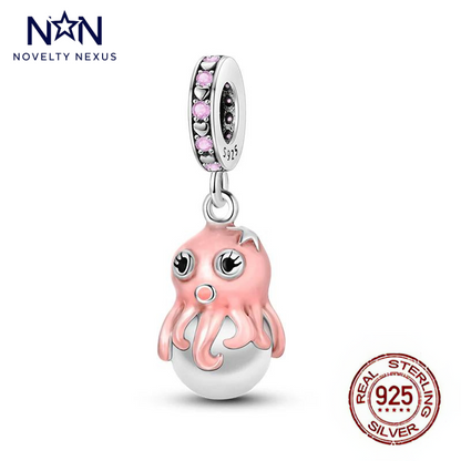 "Blush Octopus" Sterling Silver Charm