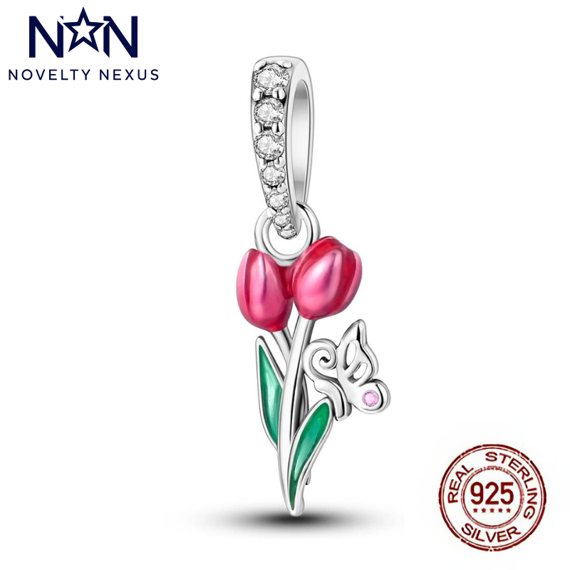 "Tulpenblüte" Sterling Silber und Emaille"