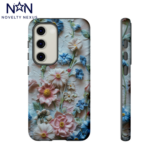 Custodia per telefono floreale, cover per telefono con texture floreale 3D, accessorio protettivo ed elegante per smartphone, custodie per telefono resistenti 