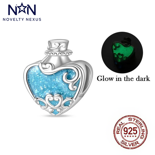 "Glowing Heart Potion" Glow-in-the-Dark Sterling Silver Charm