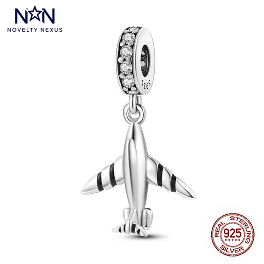 Sleek Sterling Silver Rocket Charm with Sparkling Cubic Zirconia, Perfect for Space Enthusiasts and Adventurous Spirits