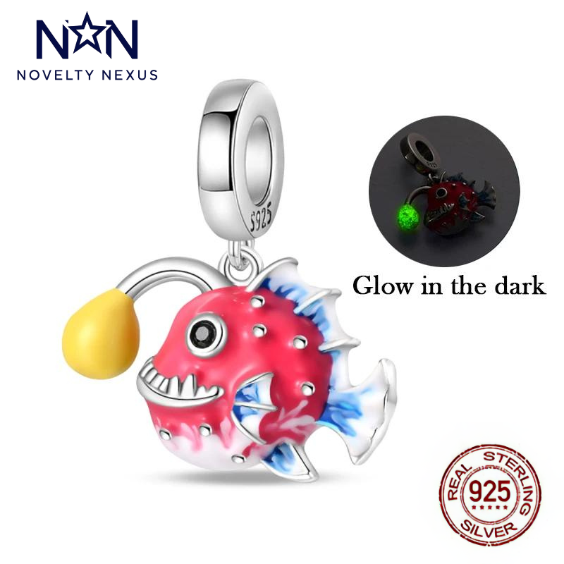 "Glow-in-the-Dark Anglerfish" Sterling Silver Charm