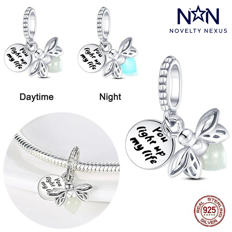 Incantevole ciondolo in argento sterling "You Light Up My Life" con funzione fosforescente, perfetto per braccialetti, regalo romantico per i propri cari