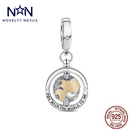 World of Love Globe Charm, Sterling Silver