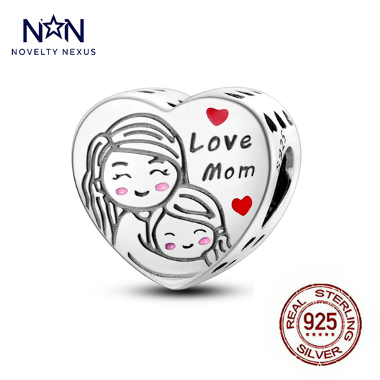 "Love Mom" Sterling Silver Charm