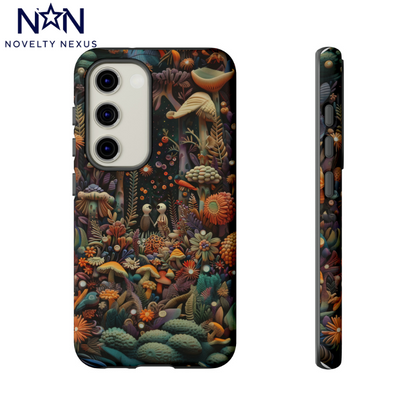 Custodia per telefono Foresta incantata, Design mistico di funghi e foglie, Cover protettiva magica per telefono, Custodie per telefono resistenti