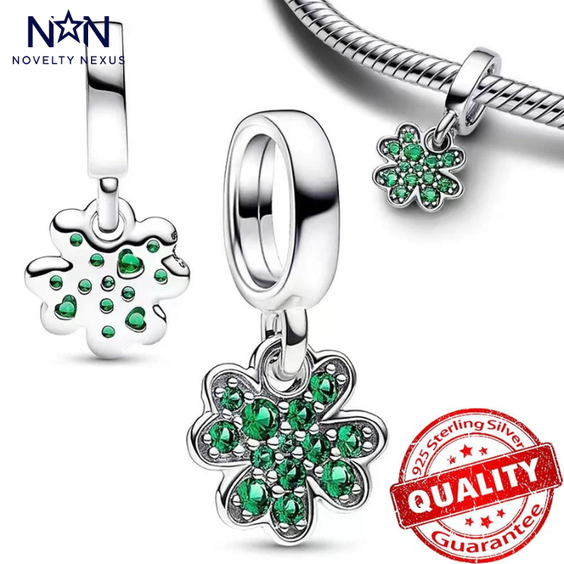 Charm "Emerald Enchantment Clover" aus Sterlingsilber