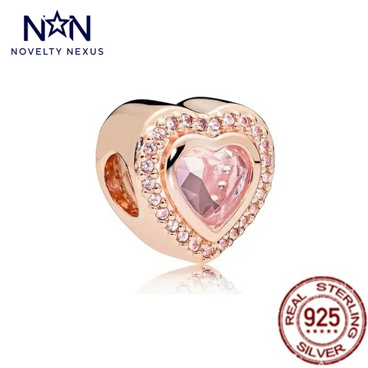 Rose Gold Pink Heart Charm