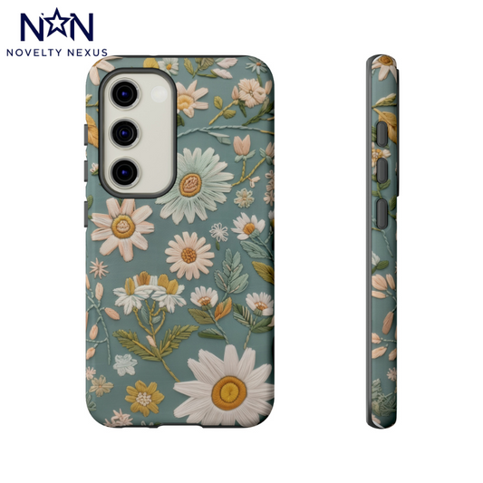 Custodia per iPhone Botanical Bliss, design Spring Daisy, elegante cover protettiva floreale per telefono, custodie resistenti