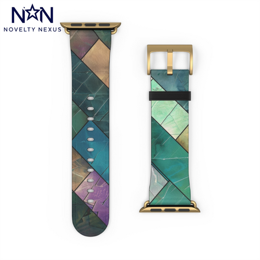 Abstract Geometric Apple Watch Band, Contemporary Art Watch Accessory, Unique Colorful Watch Band, Modern Gift. Apple Watch Band Apple Watch Straps For Series 4 5 6 7 8 9 ULTRA SE 38/40/41mm & 42/44/45mm Vegan Faux Leather Band